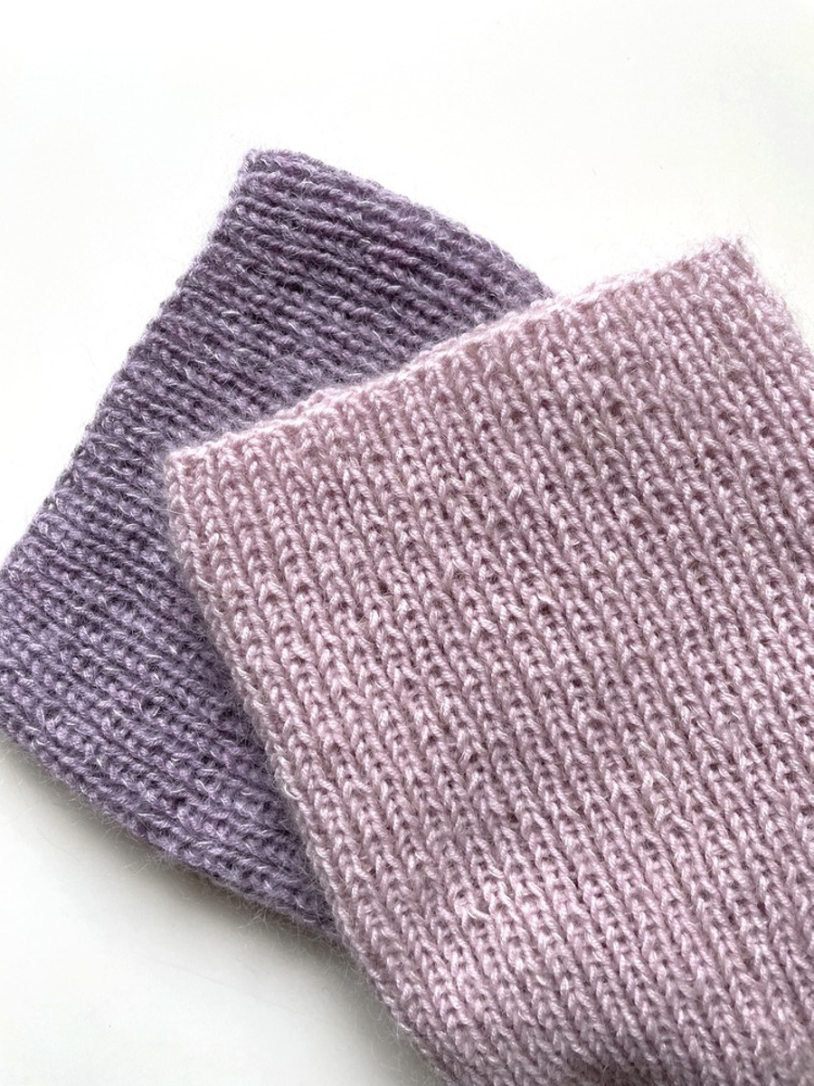 Handmade Czapka damska AUREA 100% Baby Merino plus moher i jedwab 54 Pudrowy Róż