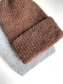 AUREA – czapka beanie handmade baby merino + moher i jedwab 52/35 Czekolada