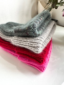 Ręcznie robiona czapka beanie AUREA 100% Baby Merino plus moher i jedwab 43/08 Jasny Morski