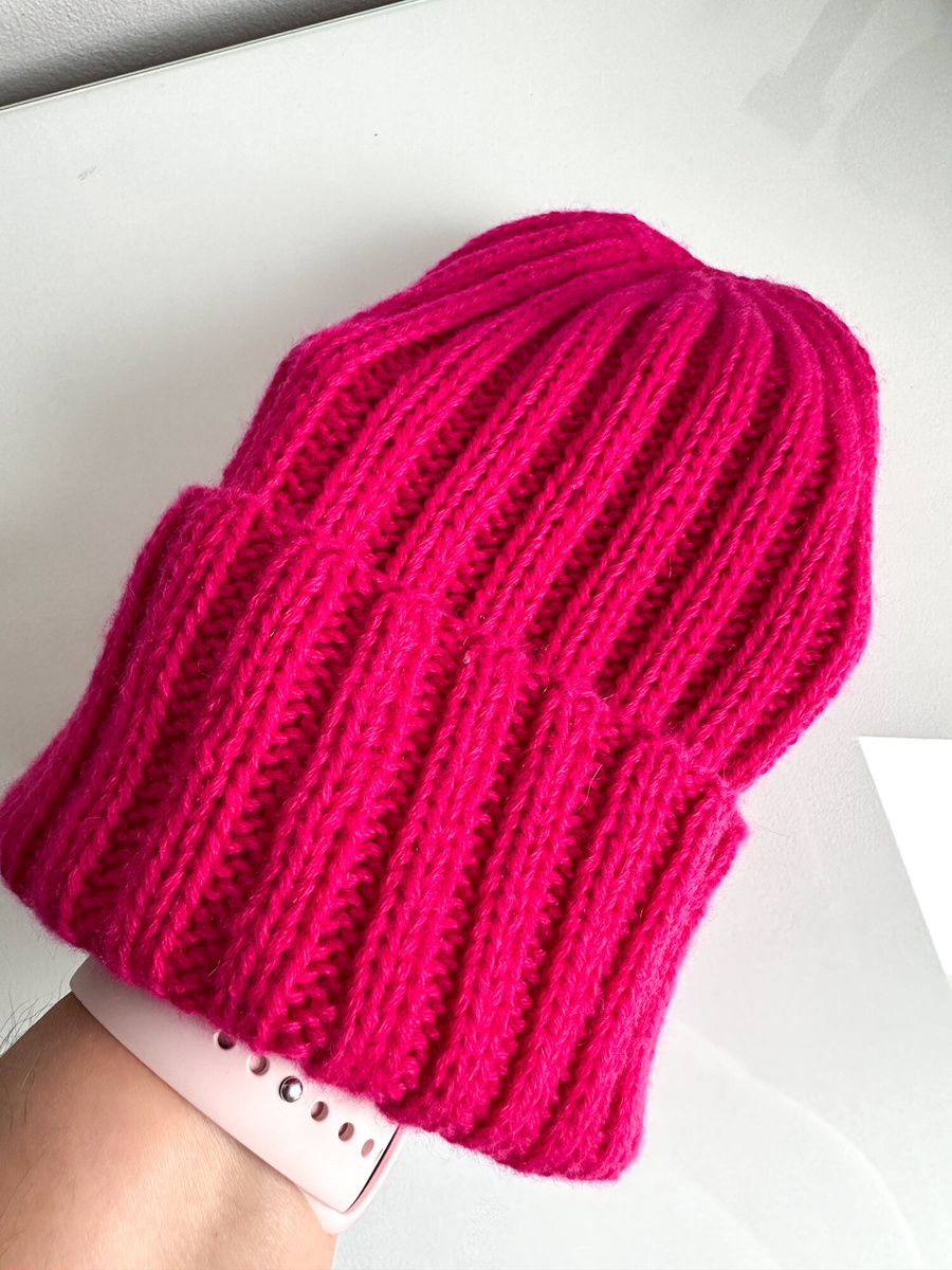 Wywijana czapka kaszmirowa 100% kaszmir MARLA 564 Gerbera
