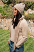 Ręcznie robiona czapka beanie MIRA 100% Merino plus moher i jedwab 13 dżins