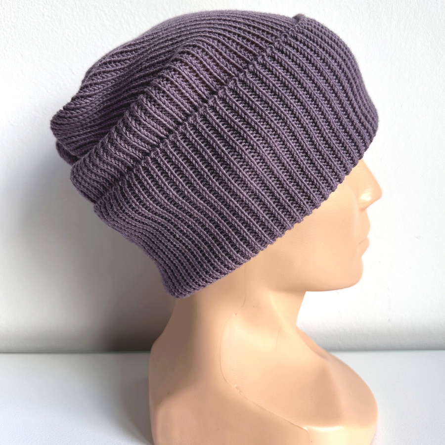 VARELLA – czapka merino beanie wywijana 100% Baby Merino 40 Ametyst fioletowa