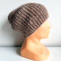 ALURA – ręcznie robiona ciepła czapka beanie merino + moher i jedwab damska 30 Prażony Migdał