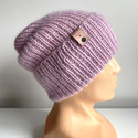 AUREA – ręcznie robiona ciepła czapka beanie baby merino + moher i jedwab dziecięca/damska 26/03 Jasny Stary Róż