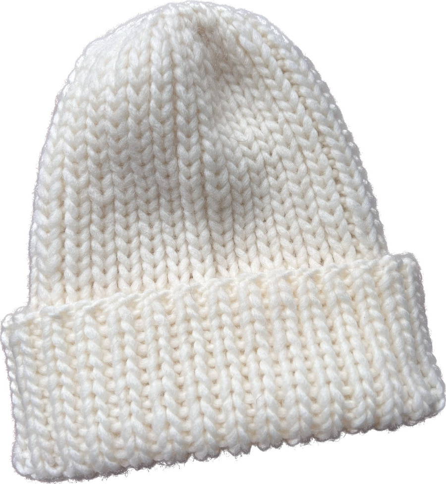 JANKA – gruba czapka zimowa beanie damska z wełny 01 ecru