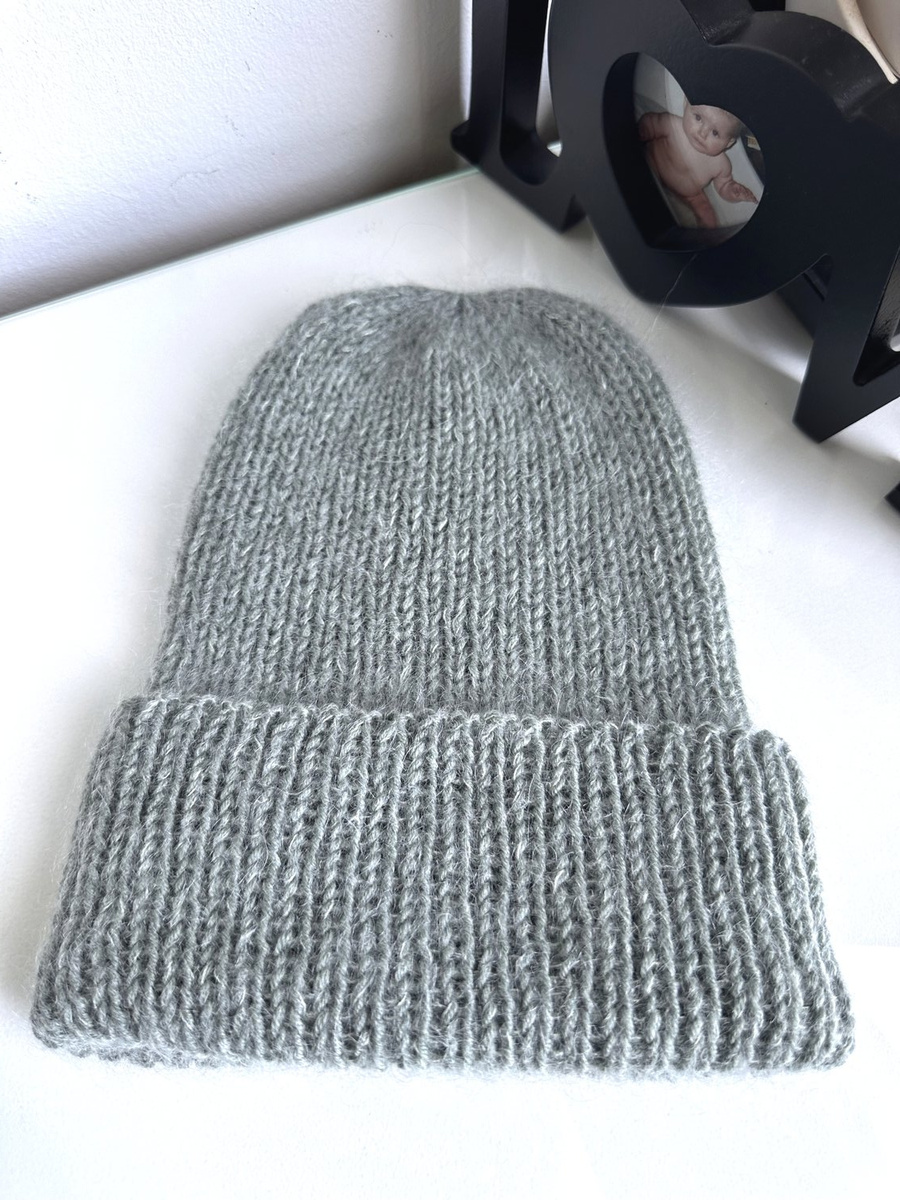 AUREA – czapka beanie handmade baby merino + moher jedwab dziecięca/damska 50/34 Zielona Szałwia