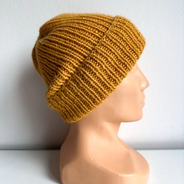 KIARA – czapka wywijana z alpaki 100% 2923 Złoty Żółty, jesienno-zimowa