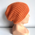 AUREA – ręcznie robiona ciepła czapka damska beanie baby merino + moher i jedwab 36/49 Pomarańczowy