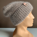AUREA – ręcznie robiona czapka beanie wełniana merino z moherem damska/dziecięca 23/20 Jasny Beż