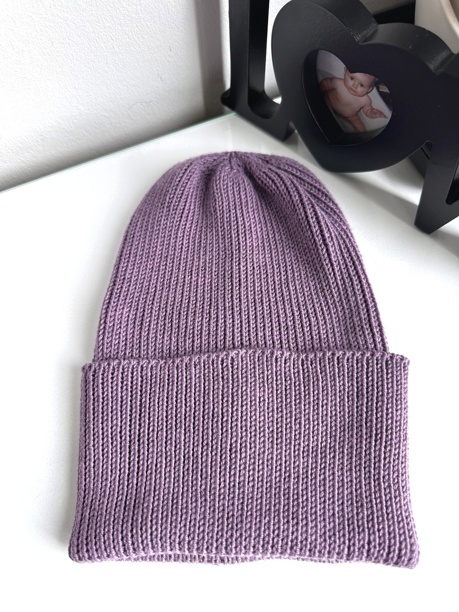 VARELLA Beanie-Mütze mit Umschlag 100% Baby-Merinowolle 40 Ametyst Violett