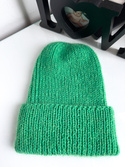 AUREA – ręcznie robiona ciepła czapka beanie merino + moher i jedwab dziecięca/damska 31/48 Jaskrawozielony