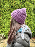 Ręcznie robiona Czapka wywijana MARGARET 100% Alpaka + nitka moher i jedwab 4400/16 Ciemnofioletowy