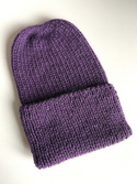 KIARA Turn-Up Beanie 100% Alpaca 4400 Dark Purple
