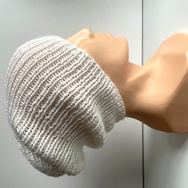KIARA – czapka beanie z alpaki 100% 101 biały damska zimowa