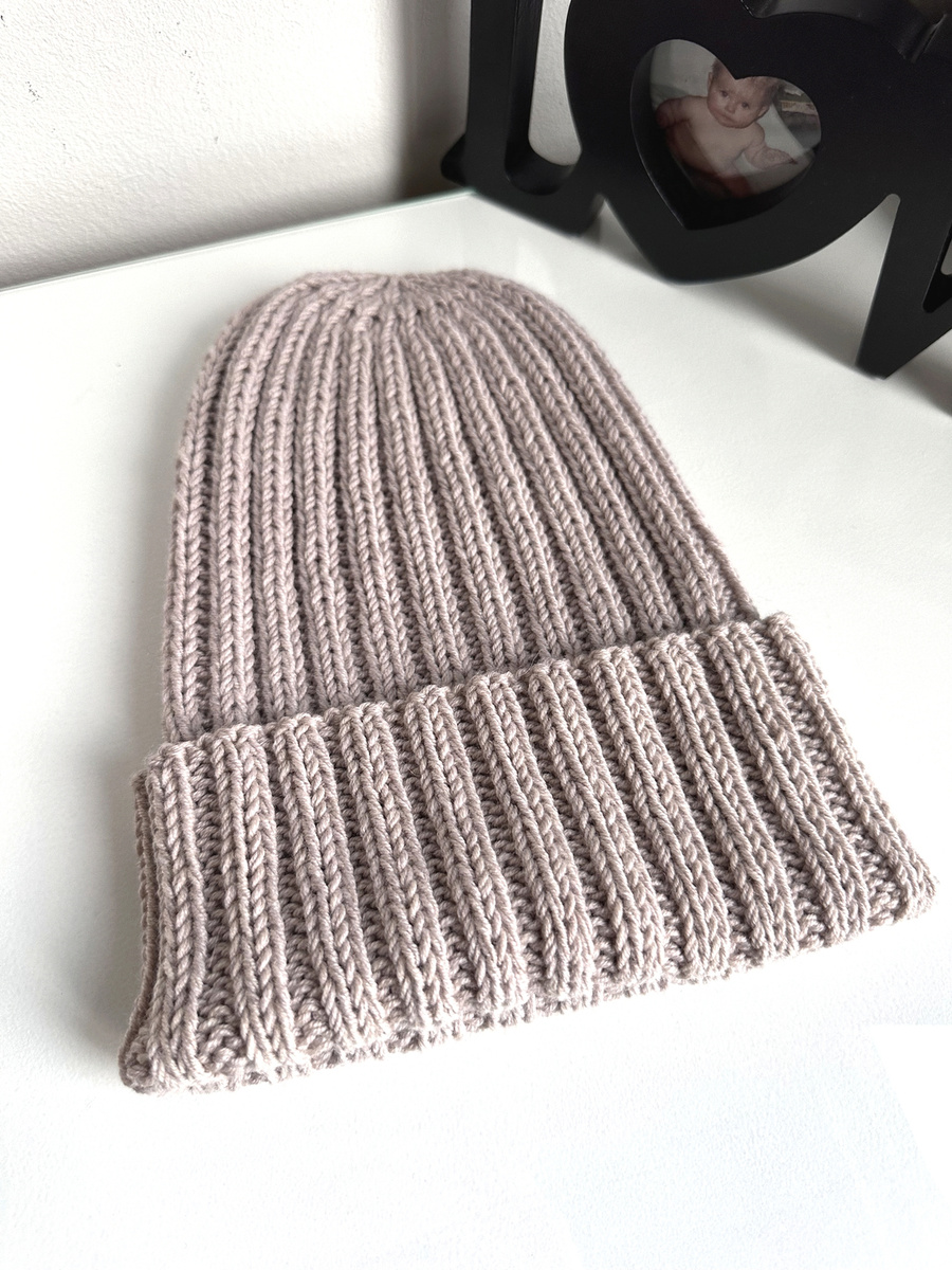 HELLI – czapka beanie wywijana 100% baby merino 23 Jasny Beż