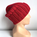 HELLI – wywijana czapka z wełny merino 100% Baby Merino 16 Czerwony zimowa
