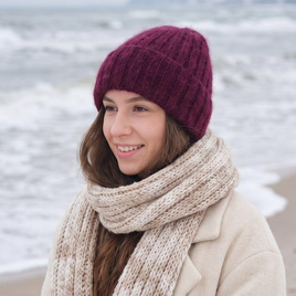 MARGARET Handmade Beanie Alpaca Mohair and Silk 9045 Rubinowy