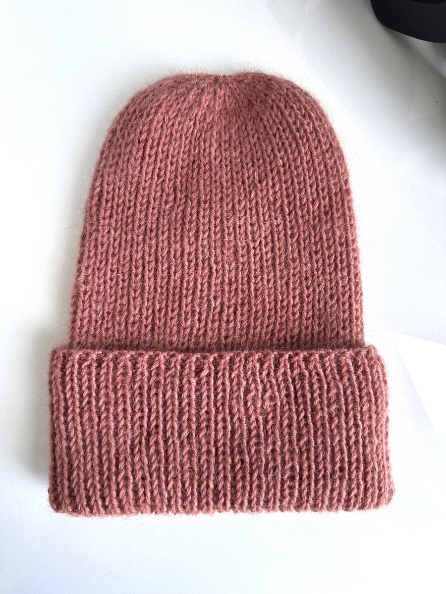 AUREA – ręcznie robiona czapka beanie baby merino + moher i jedwab dziecięca/damska 48/33 Blush