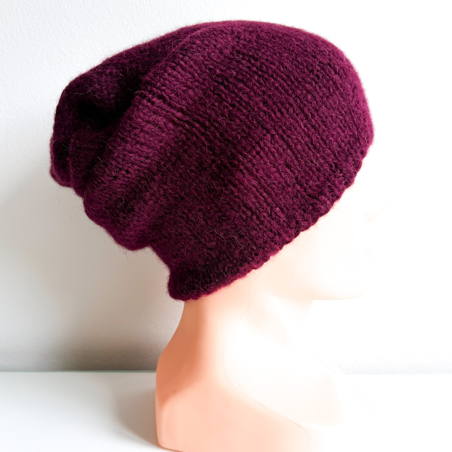 CHMURKA – ręcznie robiona czapka beanie alpaka 59 czerwone wino