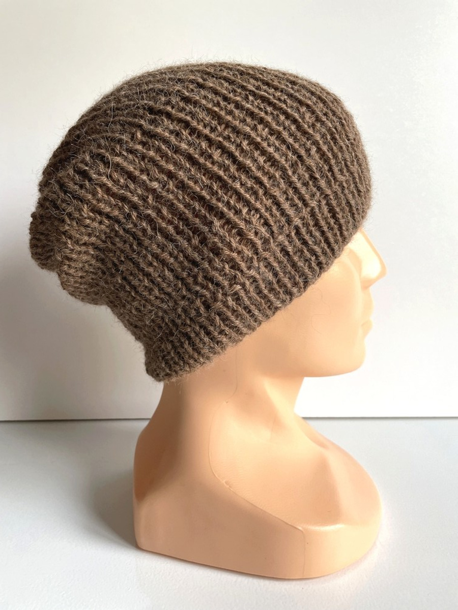 Czapka robiona na drutach KIARA 100% Alpaka 607 Brąz
