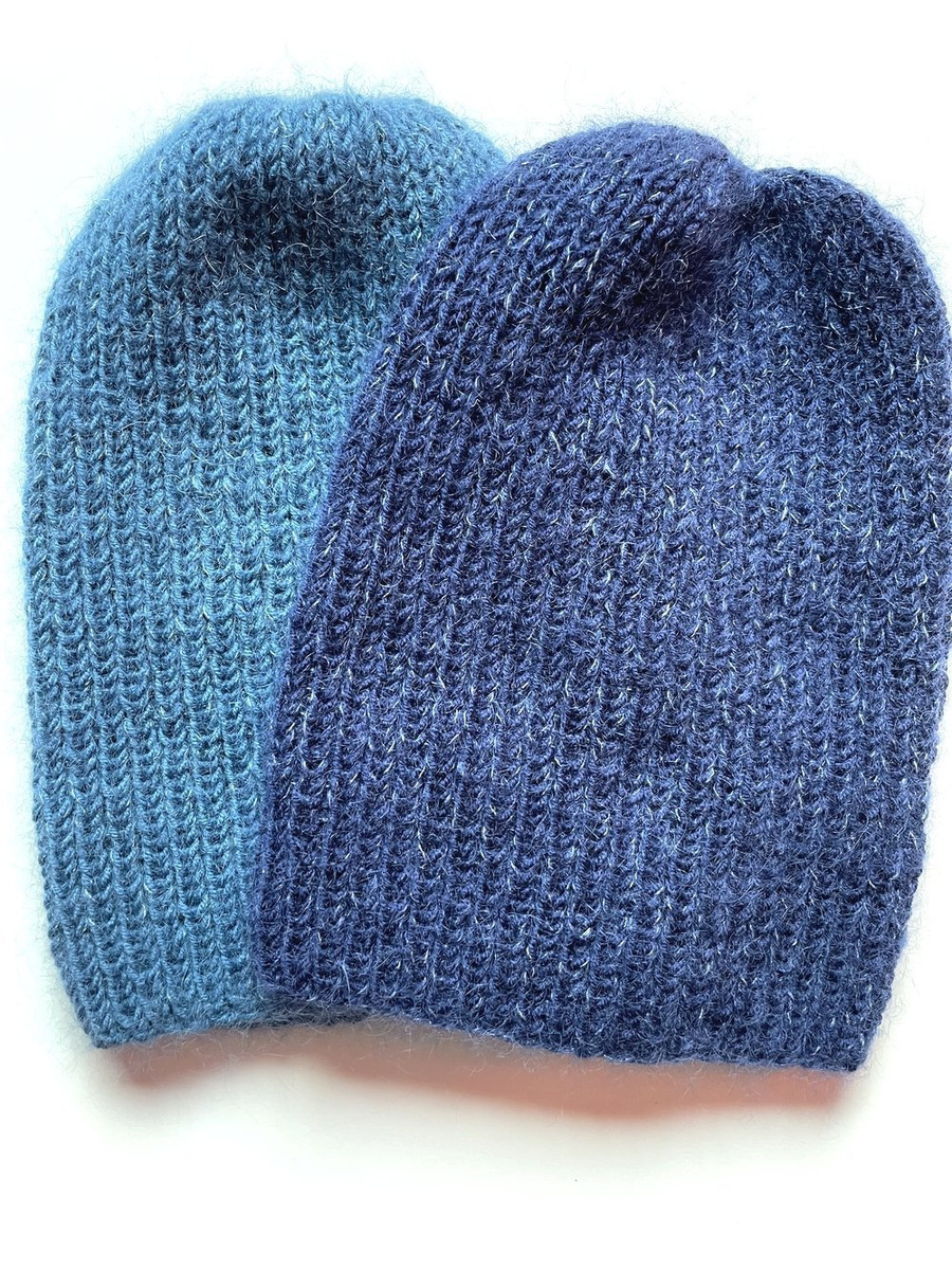 AUREA – ręcznie robiona cienka czapka beanie merino + moher i jedwab damska 42/27 Petrol