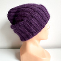 MARGARET Handmade Turn-Up Beanie Alpaca and Mohair 4400/16 Dark Purple