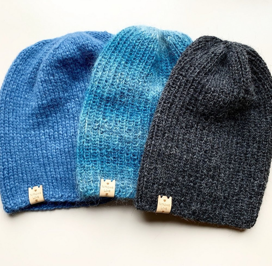 CHMURKA handgemachte Beanie-Mütze aus Alpaka 17 Jeans niebieski