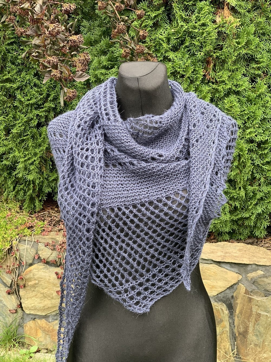 Hand-Knitted Shawl in 100% Alpaca Wool – CHOOSE YOUR COLOR