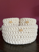 Ręcznie robiony Kosz ze sznurka bawełnianego 050 Ecru 20x10 cm