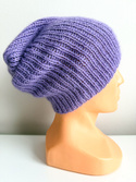 Handmade women's hat AUREA 100% baby merino plus mohair and silk 14/11 Purple