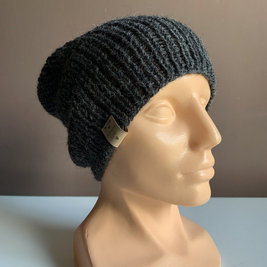 KIARA – czapka beanie z alpaki 100% 506 Ciemny Szary