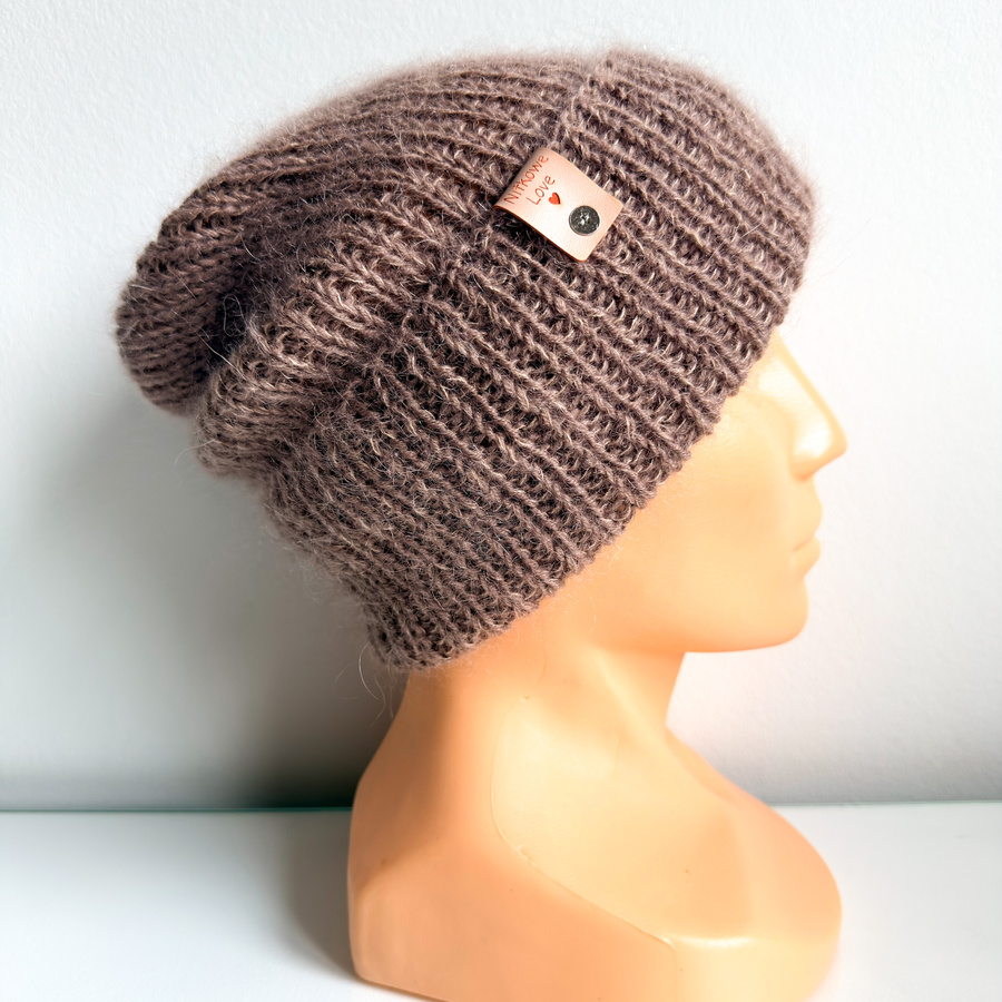 AUREA – ręcznie robiona czapka beanie baby merino + moher i jedwab damska / dziecięca 17/41 Beż