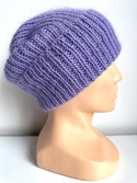 AUREA – czapka beanie handmade baby merino + moher i jedwab dziecięca/damska 14/11 Fioletowy