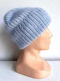 AUREA – ręcznie robiona czapka beanie baby merino + moher i jedwab damska dziecięca 53/07 Rosa