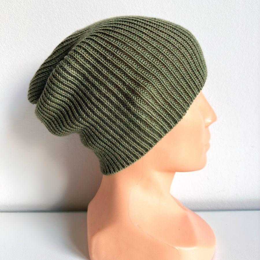 VARELLA – czapka z wełny merino beanie 38 Oliwka, cienka przejściowa