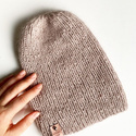 AUREA – czapka beanie handmade baby merino + moher i jedwab damska 23/20 Jasny Beż