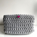 Ręcznie robiony Koszyk ze sznurka bawełnianego dno 25x25, wysokość 15 cm Jasny Szary 100