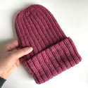 LAURIN Turn-Up Beanie 100% Alpaca 3770 ciemna fuksja