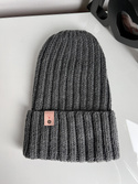 Wywijana czapka merino HELLI 100% Baby Merino 20 Ciemny Szary
