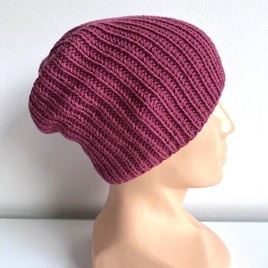 NANA – czapka beanie z wełny baby merino 41 Śliwka, jesienno-zimowa