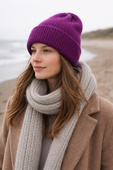 HELEN – czapka z 100% alpaki wywijana 9045 rubinowy