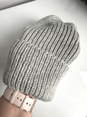 NANA – czapka wywijana beanie z wełny 100% baby merino 22 jasny szary
