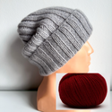 MARLA Turn-Up Cashmere Beanie 100% 714 Scarlatta