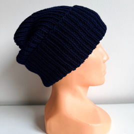 NANA Beanie-Mütze mit Umschlag aus Baby-Merinowolle 13 Navy