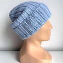 HELLI – czapka merino wywijana 100% baby merino 11 Błękitny Stalowy unisex zimowa