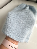 SOPHIA – czapka beanie handmade baby merino + moher i jedwab damska 11/07 Błękitny Stalowy