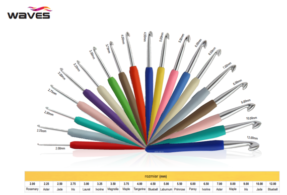 Szydełko KnitPro aluminiowe Waves z kolorową rączką