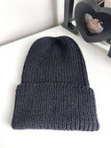 NANA – czapka wywijana beanie z wełny baby merino 21 Czarny