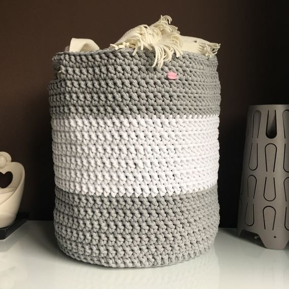 Kosz ze sznurka bawełnianego XXL biały 000 szary 125 35x40 cm