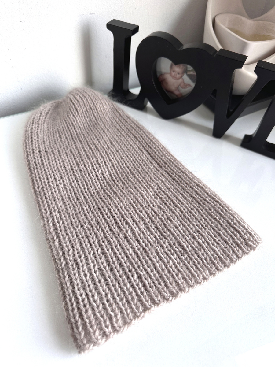 AUREA – czapka beanie handmade baby merino + moher i jedwab damska 23/20 Jasny Beż
